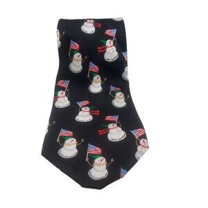 Hallmark Licensing Inc. Men's Tie Holiday Traditions Snowman Flag Shirt Necktie